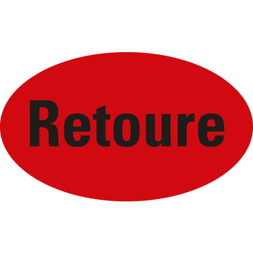 Organisationsetikett: Retoure, rot, Papier selbstklebend, 90 mm x 53 mm, 500 St./Rolle Organisationsetikett: Retoure, rot, Papier selbstklebend, 90 mm x 53 mm, 500 St./Rolle