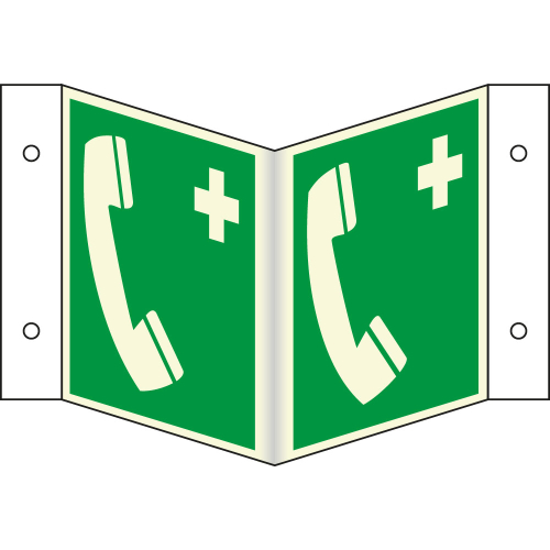 PERMALIGHT power Nasenschild: Notruftelefon, ASR/ISO, Kunststoff lang nachleuchtend, 200 x 200 mm, 1 Stück