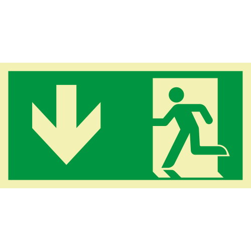 PERMALIGHT power Rettungszeichen: Notausgang, ASR/ISO, Aluminium lang nachleuchtend, 200 x 100 mm, 1 Stück