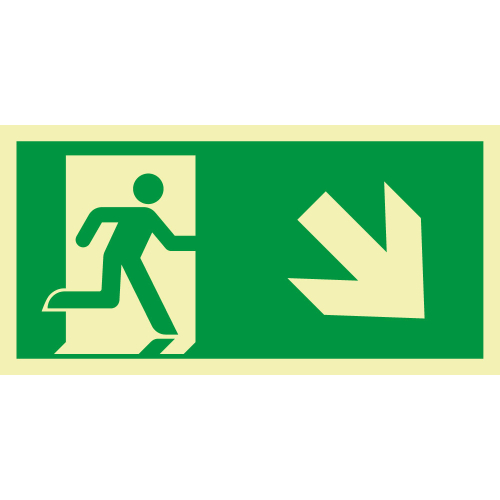 PERMALIGHT power Rettungszeichen: Rettungsweg rechts abwärts mit Pfeil, ASR/ISO, Folie selbstklebend lang nachleuchtend, 400 x 200 mm, 1 Stück PERMALIGHT power Rettungszeichen: Rettungsweg rechts abwärts mit Pfeil, ASR/ISO, Folie selbstklebend lang nachleuchtend, 400 x 200 mm, 1 Stück