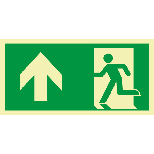 Permalight power Rettungszeichen: Notausgang geradeaus, ASR/ISO, Folie selbstklebend lang nachleuchtend , 300 x 150 mm, 1 Stück