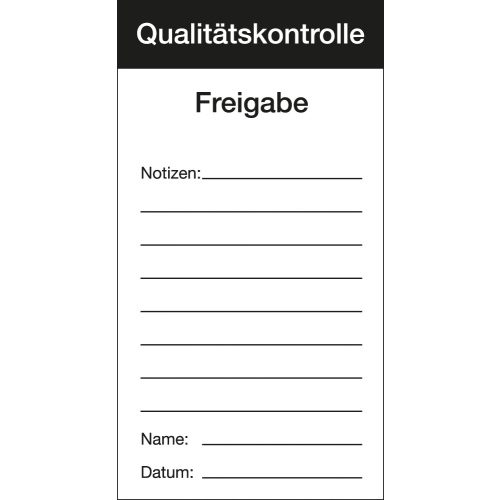 Qualitätsaufkleber: Qualitätskontrolle-Freigabe, Papier selbstklebend, 80 mm x 150 mm, 100 St. / Block