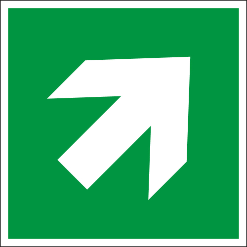 Rettungszeichen: Richtungspfeil diagonal, ASR/ISO, Folie selbstklebend, 200 x 200 mm, 1 Stück