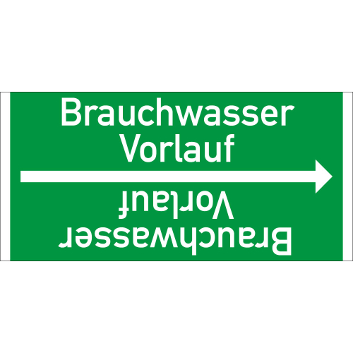 Rohrleitungsband: Brauchwasser Vorlauf, DIN 2403, für Rohre ab Ø 15 mm, Folie selbstklebend, 33 m/Rolle