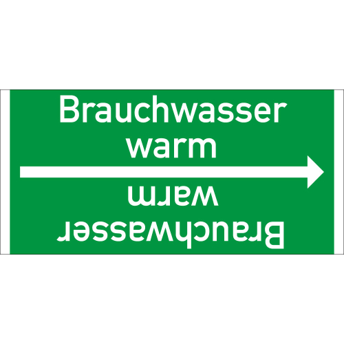 Rohrleitungsband: Brauchwasser warm, DIN 2403, für Rohre ab Ø 15 mm, Folie selbstklebend, 33 m/Rolle