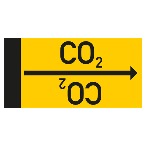 Rohrleitungsband: CO2, DIN 2403, für Rohre ab Ø 15 mm, Folie selbstklebend, 33 m/Rolle