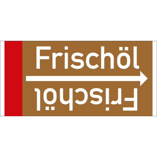 Rohrleitungsband: Frischöl, DIN 2403, für Rohre ab Ø 15 mm, Folie selbstklebend, 33 m/Rolle
