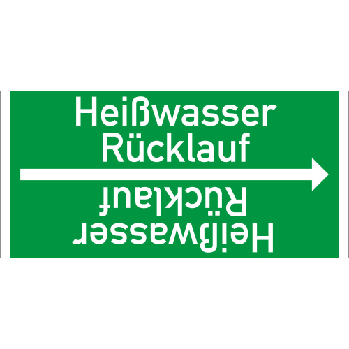 Rohrleitungsband: Heißwasser Rücklauf, DIN 2403, für Rohre ab Ø 15 mm, Folie selbstklebend, 33 m/Rolle