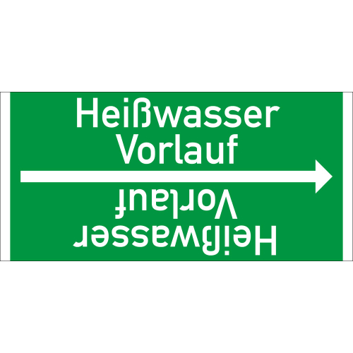 Rohrleitungsband: Heißwasser Vorlauf, DIN 2403, für Rohre ab Ø 15 mm, Folie selbstklebend, 33 m/Rolle