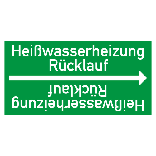 Rohrleitungsband: Heißwasserheizung Rücklauf, DIN 2403, für Rohre ab Ø 15 mm, Folie selbstklebend, 33 m/Rolle