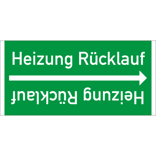 Rohrleitungsband: Heizung Rücklauf, DIN 2403, für Rohre ab Ø 15 mm, Folie selbstklebend, 33 m/Rolle
