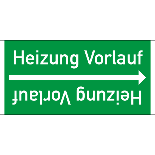 Rohrleitungsband: Heizung Vorlauf, DIN 2403, für Rohre ab Ø 15 mm, Folie selbstklebend, 33 m/Rolle