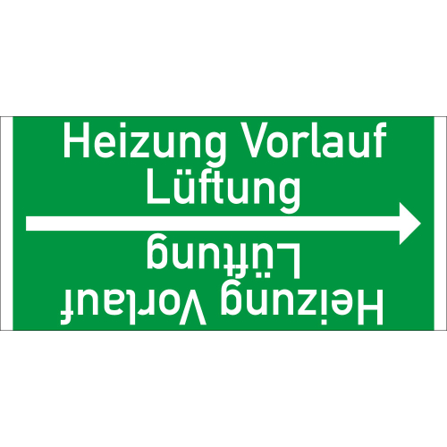 Rohrleitungsband: Heizung Vorlauf Lüftung, DIN 2403, für Rohre ab Ø 15 mm, Folie selbstklebend, 33 m/Rolle
