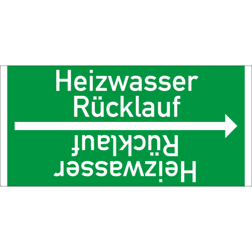 Rohrleitungsband: Heizwasser Rücklauf, DIN 2403, für Rohre ab Ø 15 mm, Folie selbstklebend, 33 m/Rolle