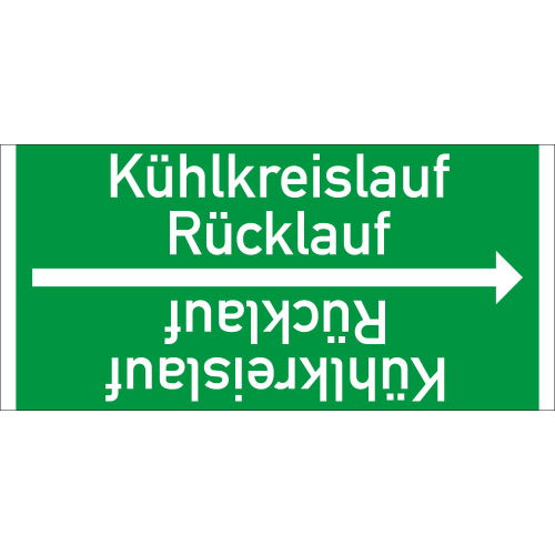 Rohrleitungsband: Kühlkreislauf Rücklauf, DIN 2403, für Rohre ab Ø 15 mm, Folie selbstklebend, 33 m/Rolle