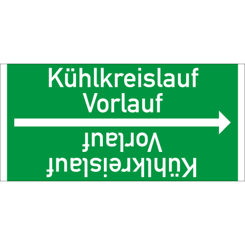 Rohrleitungsband: Kühlkreislauf Vorlauf, DIN 2403, für Rohre ab Ø 15 mm, Folie selbstklebend, 33 m/Rolle