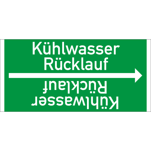 Rohrleitungsband: Kühlwasser Rücklauf, DIN 2403, für Rohre ab Ø 15 mm, Folie selbstklebend, 33 m/Rolle