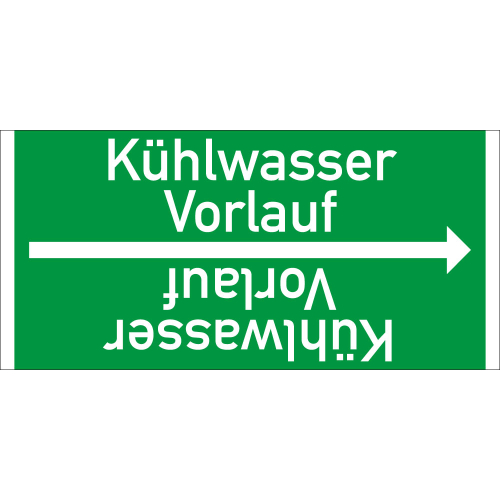Rohrleitungsband: Kühlwasser Vorlauf, DIN 2403, für Rohre ab Ø 15 mm, Folie selbstklebend, 33 m/Rolle