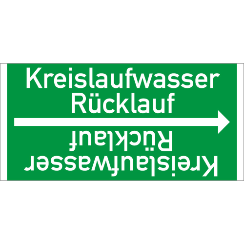Rohrleitungsband: Kreislaufwasser Rücklauf, DIN 2403, für Rohre ab Ø 15 mm, Folie selbstklebend, 33 m/Rolle