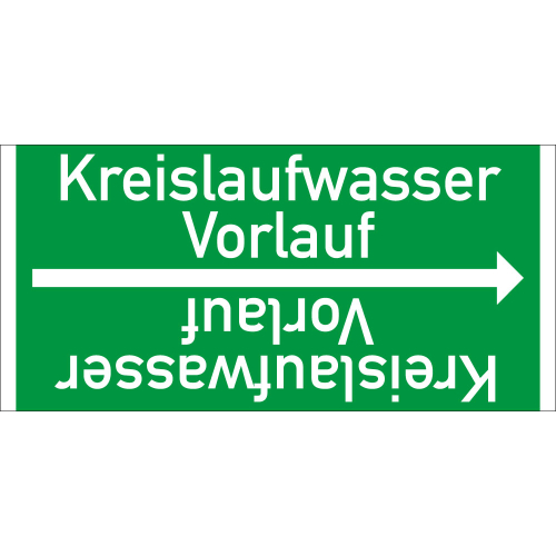 Rohrleitungsband: Kreislaufwasser Vorlauf, DIN 2403, für Rohre ab Ø 15 mm, Folie selbstklebend, 33 m/Rolle