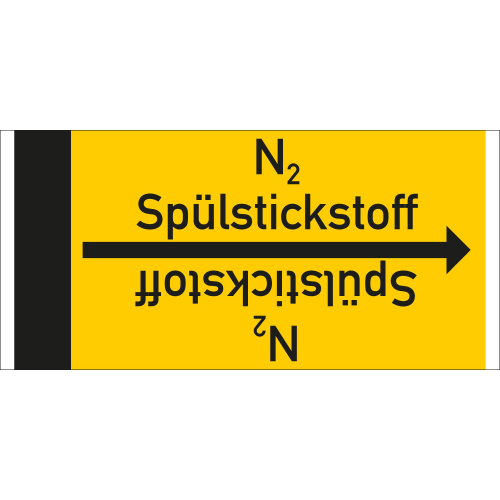 Rohrleitungsband: N2 Spülstickstoff, DIN 2403, für Rohre ab Ø 15 mm, Folie selbstklebend, 33 m/Rolle