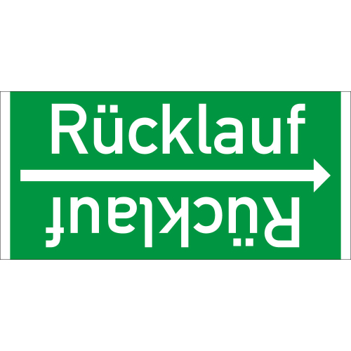 Rohrleitungsband: Rücklauf, DIN 2403, für Rohre ab Ø 15 mm, Folie selbstklebend, 33 m/Rolle
