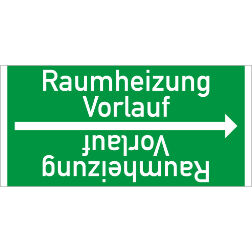 Rohrleitungsband: Raumheizung Vorlauf, DIN 2403, für Rohre ab Ø 15 mm, Folie selbstklebend, 33 m/Rolle