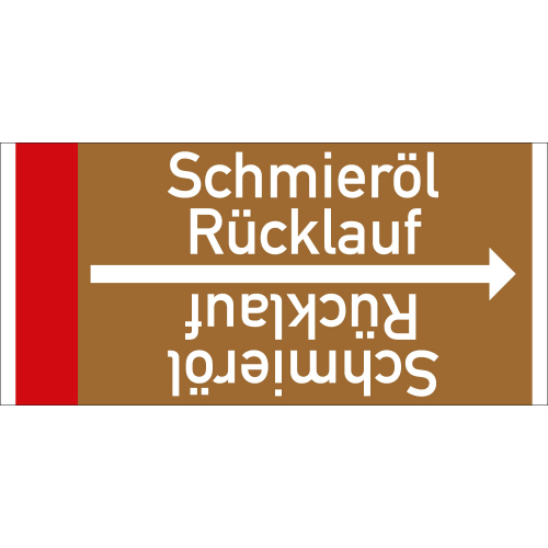 Rohrleitungsband: Schmieröl Rücklauf, DIN 2403, für Rohre ab Ø 15 mm, Folie selbstklebend, 33 m/Rolle