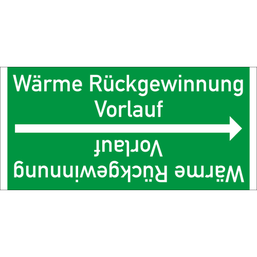 Rohrleitungsband: Wärme Rückgewinnung Vorlauf, DIN 2403, für Rohre ab Ø 15 mm, Folie selbstklebend, 33 m/Rolle