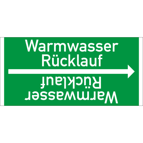 Rohrleitungsband: Warmwasser Rücklauf, DIN 2403, für Rohre ab Ø 15 mm, Folie selbstklebend, 33 m/Rolle
