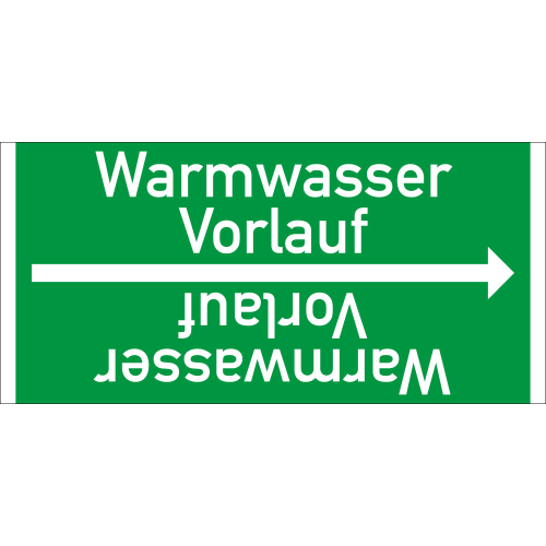 Rohrleitungsband: Warmwasser Vorlauf, DIN 2403, für Rohre ab Ø 15 mm, Folie selbstklebend, 33 m/Rolle