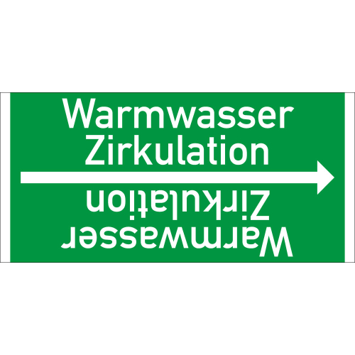 Rohrleitungsband: Warmwasser Zirkulation, DIN 2403, für Rohre ab Ø 15 mm, Folie selbstklebend, 33 m/Rolle