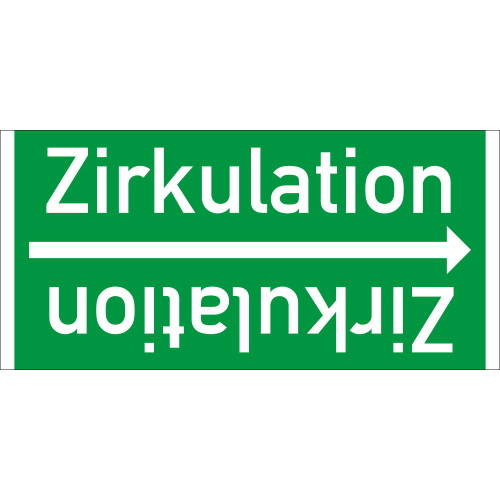 Rohrleitungsband: Zirkulation, DIN 2403, für Rohre ab Ø 15 mm, Folie selbstklebend, 33 m/Rolle