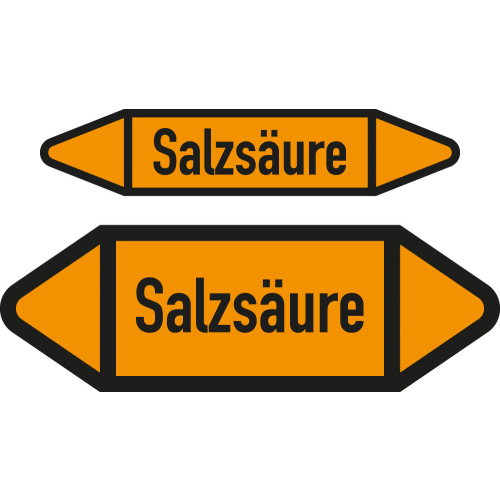 Rohrleitungsetikett: Salzsäure, DIN 2403, orange-schwarz, für Rohre mit Ø 15 - 25 mm, Folie selbstklebend, 75 x 17 mm, 8 St./Bogen Rohrleitungsetikett: Salzsäure, DIN 2403, orange-schwarz, für Rohre mit Ø 15 - 25 mm, Folie selbstklebend, 75 x 17 mm, 8 St./Bogen