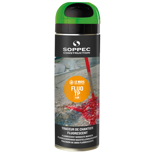 SOPPEC Markierfarbe Fluo T.P., für begrenzten Zeitraum (12 Monate), grün, fluoreszierend, 500 ml / Dose SOPPEC Markierfarbe Fluo T.P., für begrenzten Zeitraum (12 Monate), grün, fluoreszierend, 500 ml / Dose