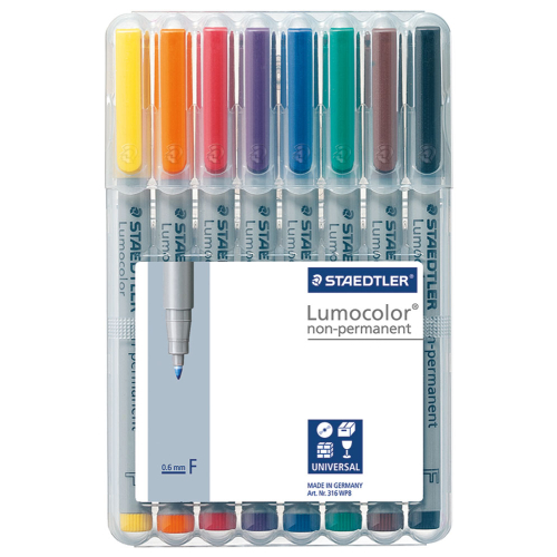 STAEDTLER Lumocolor non permanent 316, 8 Farben in praktischer Kunststoffbox, 8 Stifte STAEDTLER Lumocolor non permanent 316, 8 Farben in praktischer Kunststoffbox, 8 Stifte