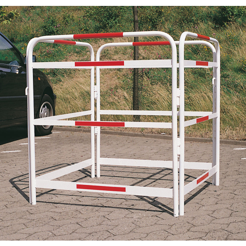 Schachtschutzgitter, weiß-rot mit Signalfolie, Stahl feuerverzinkt, 1000 mm x 1000 mm, 1 Stück