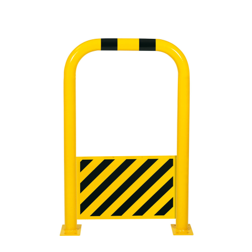 Schutzbügel mit Unterfahrschutz, 425 mm, zum Aufdübeln, gelb-schwarz, Stahl pulverbeschichtet, 750 mm x 1150 mm, 1 Stück Schutzbügel mit Unterfahrschutz, 425 mm, zum Aufdübeln, gelb-schwarz, Stahl pulverbeschichtet, 750 mm x 1150 mm, 1 Stück