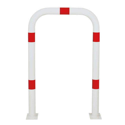 Schutzbügel, zum Aufdübeln, rot-weiß, Stahl pulverbeschichtet, Ø 76 mm, 750 mm x 1150 mm, 1 Stück Schutzbügel, zum Aufdübeln, rot-weiß, Stahl pulverbeschichtet, Ø 76 mm, 750 mm x 1150 mm, 1 Stück