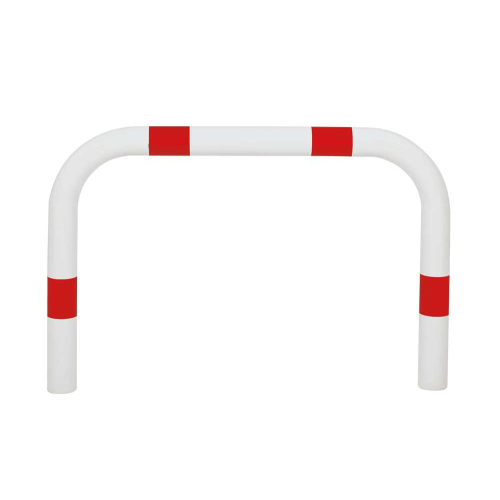 Schutzbügel, zum Einbetonieren, rot-weiß, Stahl pulverbeschichtet, Ø 76 mm, 1000 mm x 650 mm, 1 Stück Schutzbügel, zum Einbetonieren, rot-weiß, Stahl pulverbeschichtet, Ø 76 mm, 1000 mm x 650 mm, 1 Stück