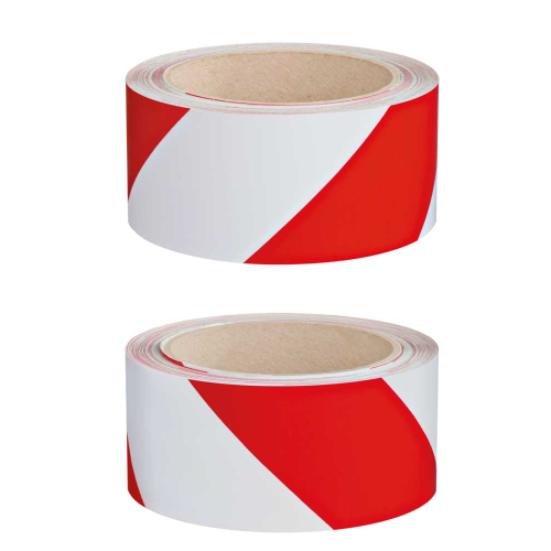 Set Warnmarkierungsband rechts- und linksweisend, rot-weiß, ASR A1.3, Folie mit Oberflächenschutz und Trägerpapier selbstklebend, 25 mm, 33 m / Rolle, 2 Rollen / VE Set Warnmarkierungsband rechts- und linksweisend, rot-weiß, ASR A1.3, Folie mit Oberflächenschutz und Trägerpapier selbstklebend, 25 mm, 33 m / Rolle, 2 Rollen / VE
