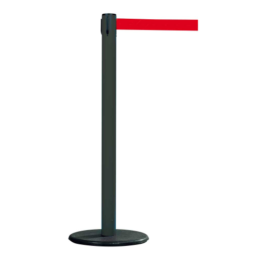 Sicherheits-Gurtpfosten Indoor, anthrazit, Gurt rot, Kunststoff, Ø 65 mm, 50 mm, 2,3 m, 1 Stück