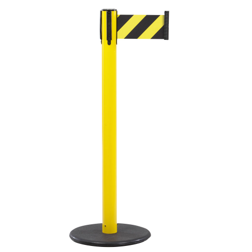 Sicherheits-Gurtpfosten Indoor, gelb, Gurt gelb-schwarz, Kunststoff, Ø 65 mm, 100 mm, 3,8 m, 1 Stück Sicherheits-Gurtpfosten Indoor, gelb, Gurt gelb-schwarz, Kunststoff, Ø 65 mm, 100 mm, 3,8 m, 1 Stück