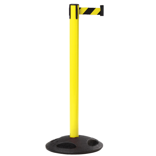 Sicherheits-Gurtpfosten Outdoor, gelb, Gurt gelb-schwarz, Kunststoff, Ø 65 mm, 50 mm, 4 m, 1 Stück Sicherheits-Gurtpfosten Outdoor, gelb, Gurt gelb-schwarz, Kunststoff, Ø 65 mm, 50 mm, 4 m, 1 Stück