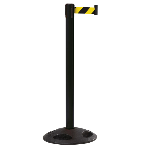Sicherheits-Gurtpfosten Outdoor, schwarz, Gurt gelb-schwarz, Kunststoff, Ø 65 mm, 50 mm, 4 m, 1 Stück Sicherheits-Gurtpfosten Outdoor, schwarz, Gurt gelb-schwarz, Kunststoff, Ø 65 mm, 50 mm, 4 m, 1 Stück