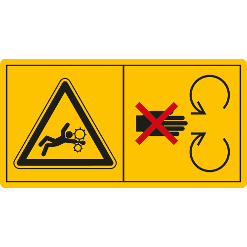 Sicherheitszeichen: Ausreichend Abstand zu drehenden Maschinenteilen halten (C.2.33), gelb-schwarz, Folie selbstklebend, 168 x 88 mm, 1 Stück Sicherheitszeichen: Ausreichend Abstand zu drehenden Maschinenteilen halten (C.2.33), gelb-schwarz, Folie selbstklebend, 168 x 88 mm, 1 Stück
