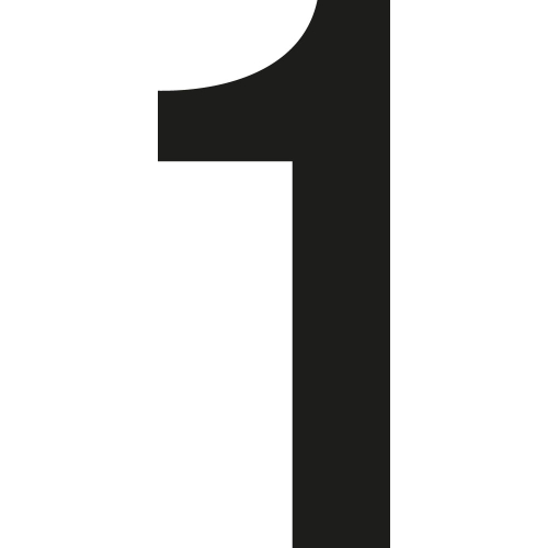 Stanzziffer 1, Schrifthöhe 50 mm, schwarz, Folie selbstklebend, 10 St./Verpackungseinheit Stanzziffer 1, Schrifthöhe 50 mm, schwarz, Folie selbstklebend, 10 St./Verpackungseinheit