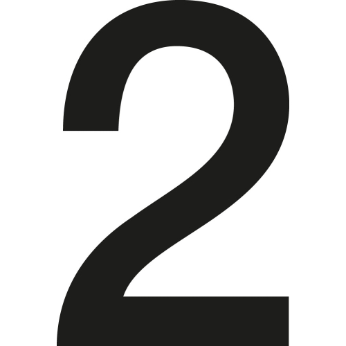 Stanzziffer 2, Schrifthöhe 50 mm, schwarz, Folie selbstklebend, 10 St./Verpackungseinheit Stanzziffer 2, Schrifthöhe 50 mm, schwarz, Folie selbstklebend, 10 St./Verpackungseinheit