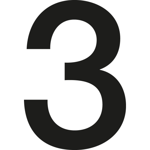 Stanzziffer 3, Schrifthöhe 75 mm, schwarz, Folie selbstklebend, 10 St./Verpackungseinheit Stanzziffer 3, Schrifthöhe 75 mm, schwarz, Folie selbstklebend, 10 St./Verpackungseinheit