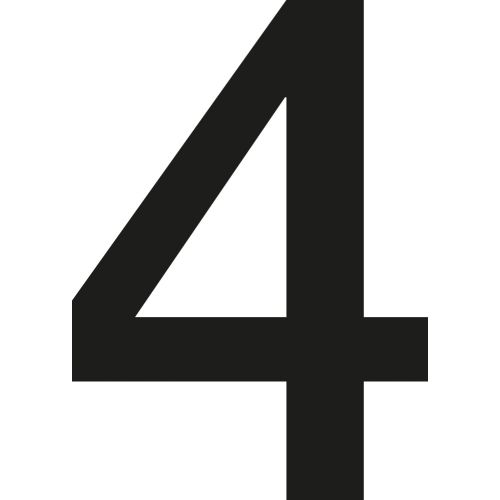 Stanzziffer 4, Schrifthöhe 75 mm, schwarz, Folie selbstklebend, 10 St./Verpackungseinheit Stanzziffer 4, Schrifthöhe 75 mm, schwarz, Folie selbstklebend, 10 St./Verpackungseinheit